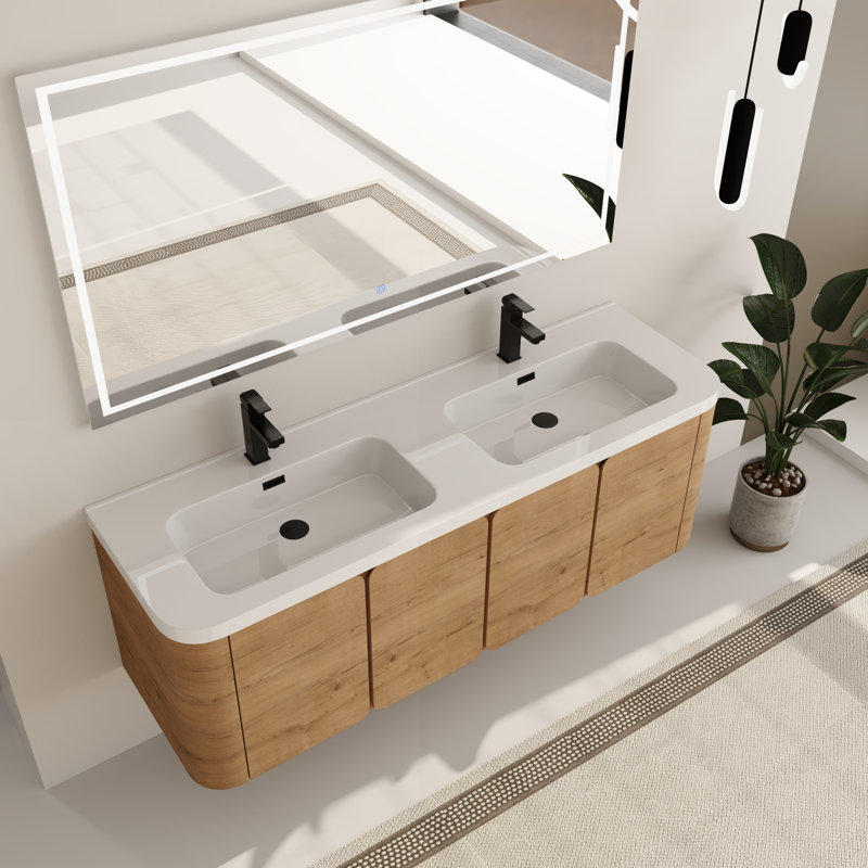 Ensemble de meuble-lavabo double 60 po avec plateau en résine Ardingly, 60"