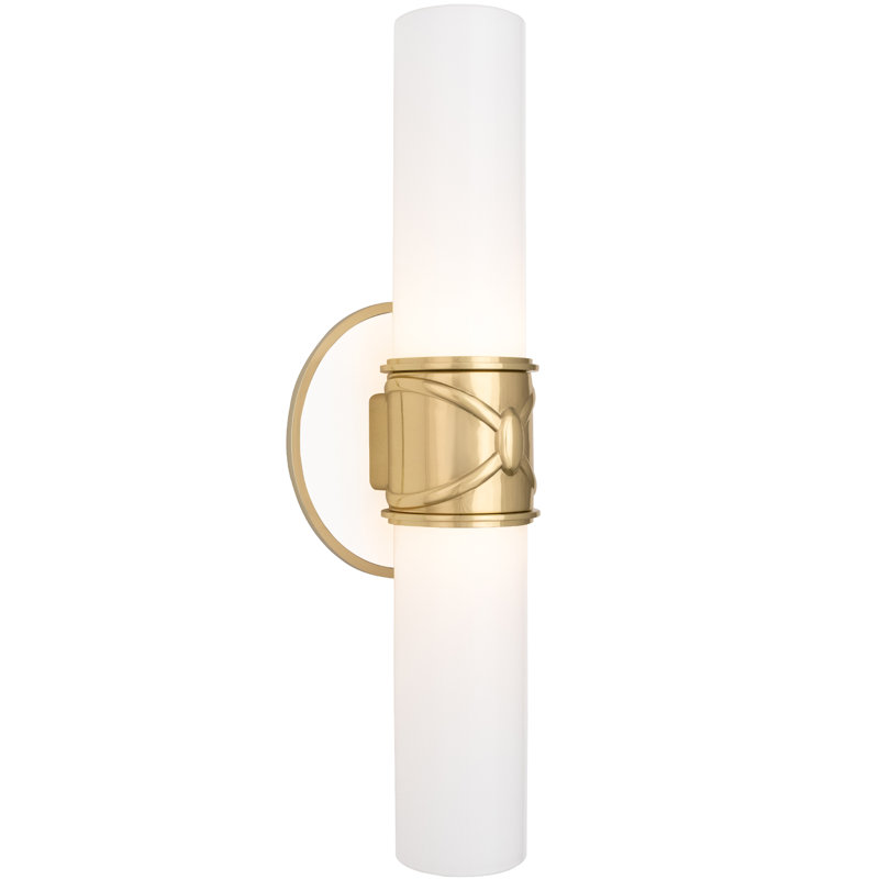 Chase 2-Light Wall Sconce - Polished Nickel, Polished Cas White -, Brass