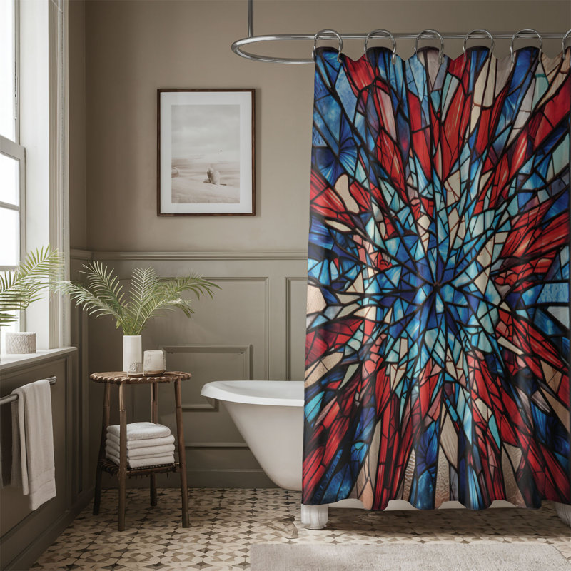 Rideau de douche 1 pièce Patriotic Glass, H 74 po x l 71 po
