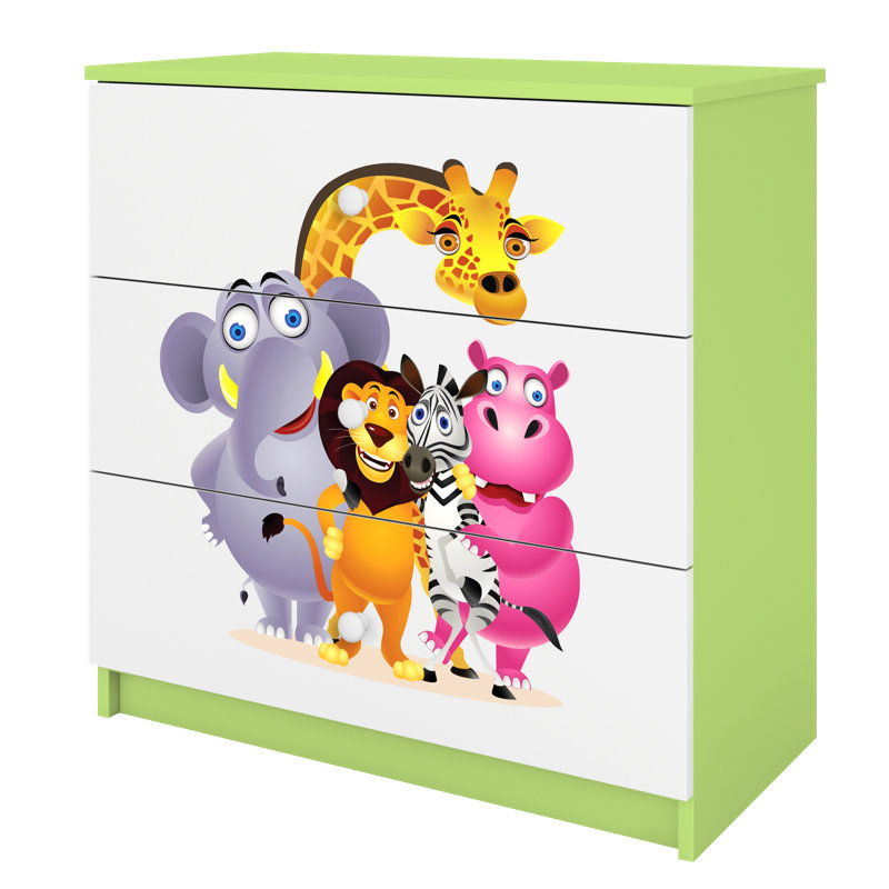 Cicero Kids 3 - Drawer Chest, Green/White