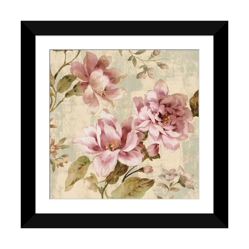 «Bouquet II», reproduction d'art sur toile, H 24 po x l 24 po x P 1 po, Papier avec cadre noir, Blanc