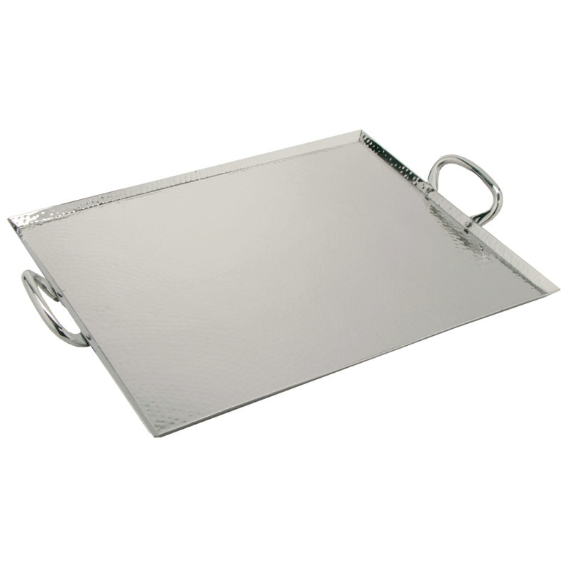 Plateau en acier, H 0,38 po x l 15 po x P 19 po, Argent