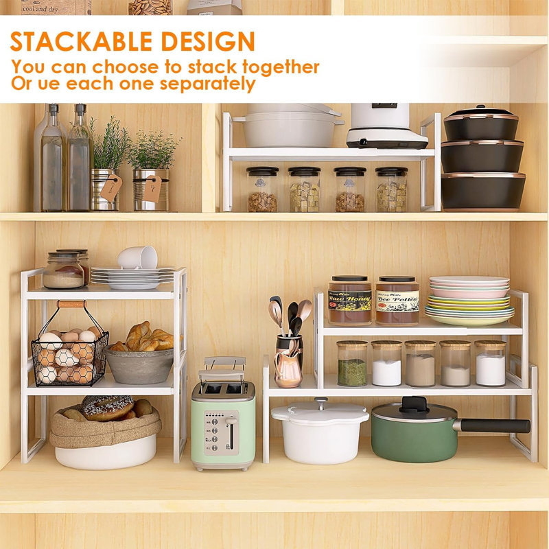 Organisateur de comptoir de cuisine extensible, Blanc