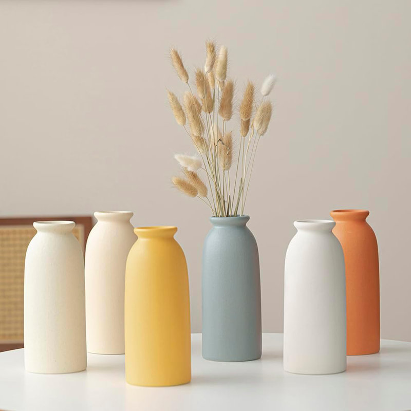 Set of 3 Blue Mix Multicolor Ceramic Vases for Home Decor