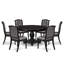 L'ensemble de salle à manger 7 pièces Mid Century comprend une table et 6 chaises en tissu de polyester gris foncé avec dossier capitonné - Noir sablé-897040676-897040677