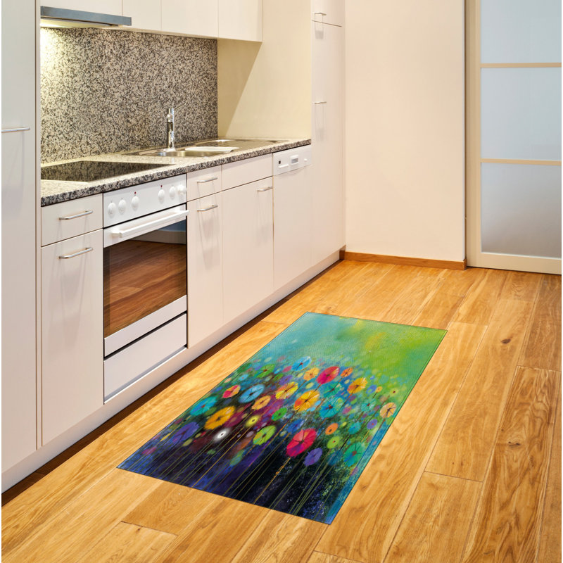 Floral High Density Long Fiber Poly Threads Decorative Area Rug Carpet, Rectangle 2'7" x 5'