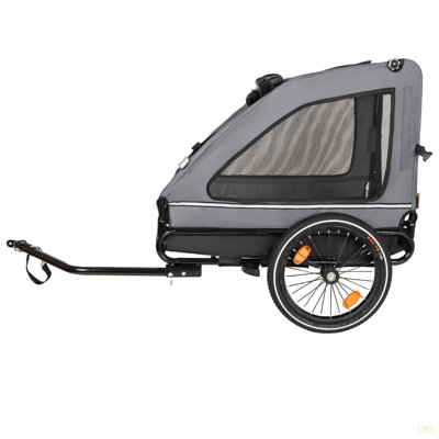 Chariot pour chien avec bicyclette, adapté aux petits et moyens animaux, cadre de chariot pliant facile, roue à dégagement rapide, plancher antidérapant, laisse intérieure