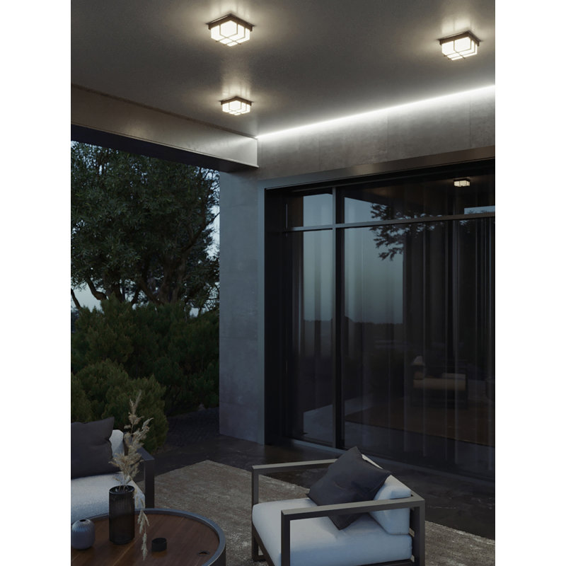 August 8.11'' W LED Outdoor Flush Mount, Black
