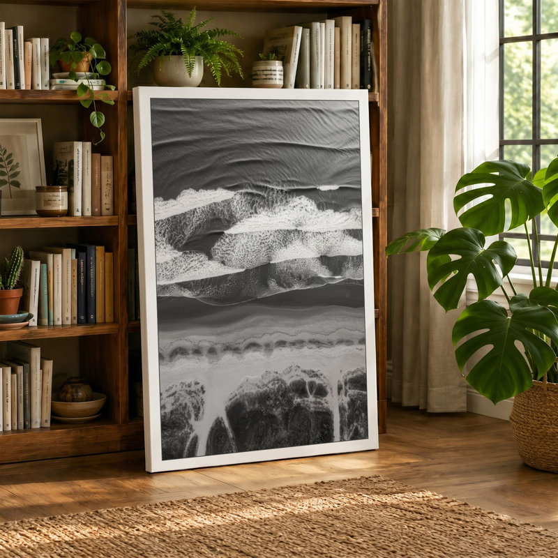 Waves Breaking Coastal - Wrapped Canvas, 24x16 - 61.0 x 40.6 cm, Terracotta Border