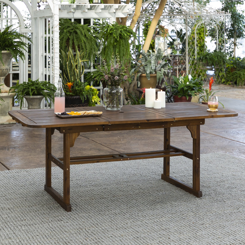 Alfonsi 6 - Person Wood Patio Dining Set with Rectangular Table, Dark Brown