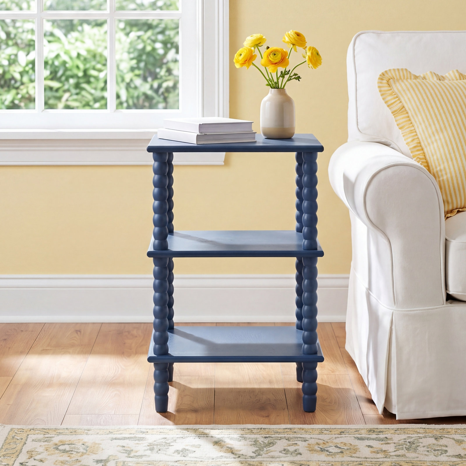 Netta 16" Pine End Table, Blue