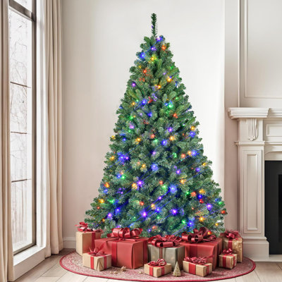 Arbre de Noël artificiel pré-éclairé avec lumières RVB multicolores contrôlées par l'application