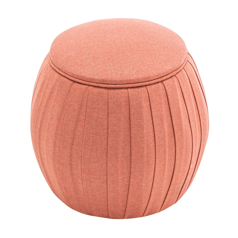 Lingel Round Accent Storage Ottoman, Coral