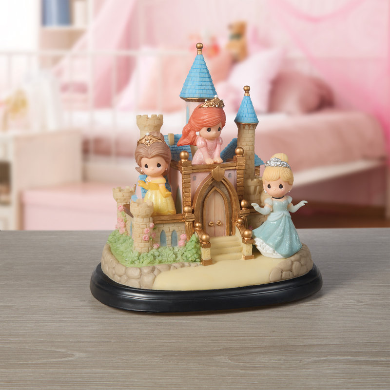 Figurine musicale Precious Moments Disney Princess Belle Ariel and Cinderella Castle 7 pouces