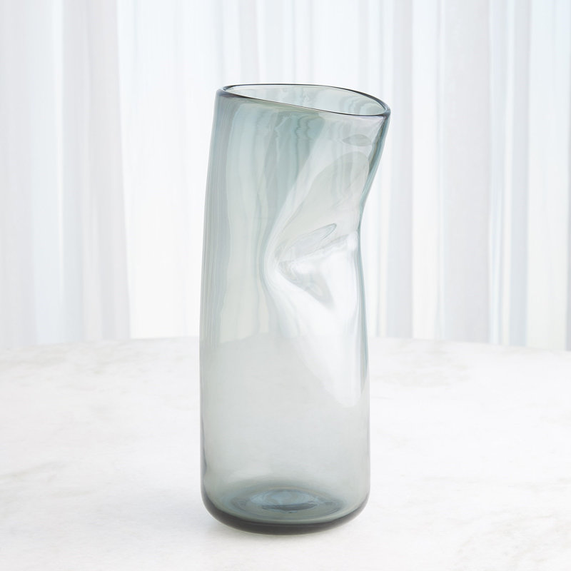 Contour Vase, 15" H x 7.25" W x 6.75" D, Gray