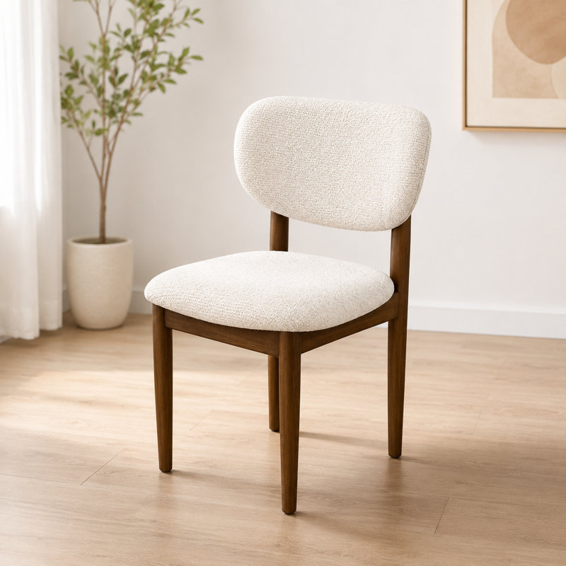 Chaise d'appoint rembourrée en bois massif, Kaki