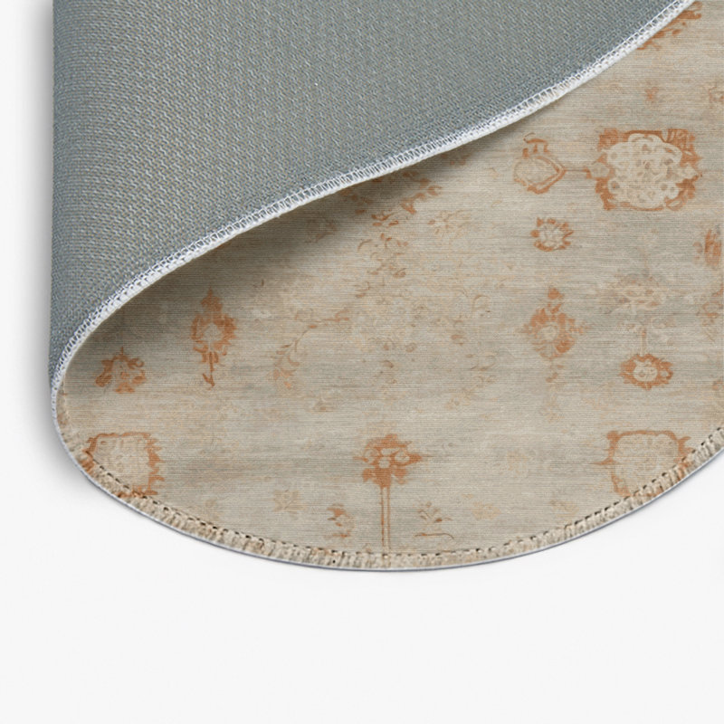 Overdyed Beige Indoor and Outdoor Area Rug, Round 5'