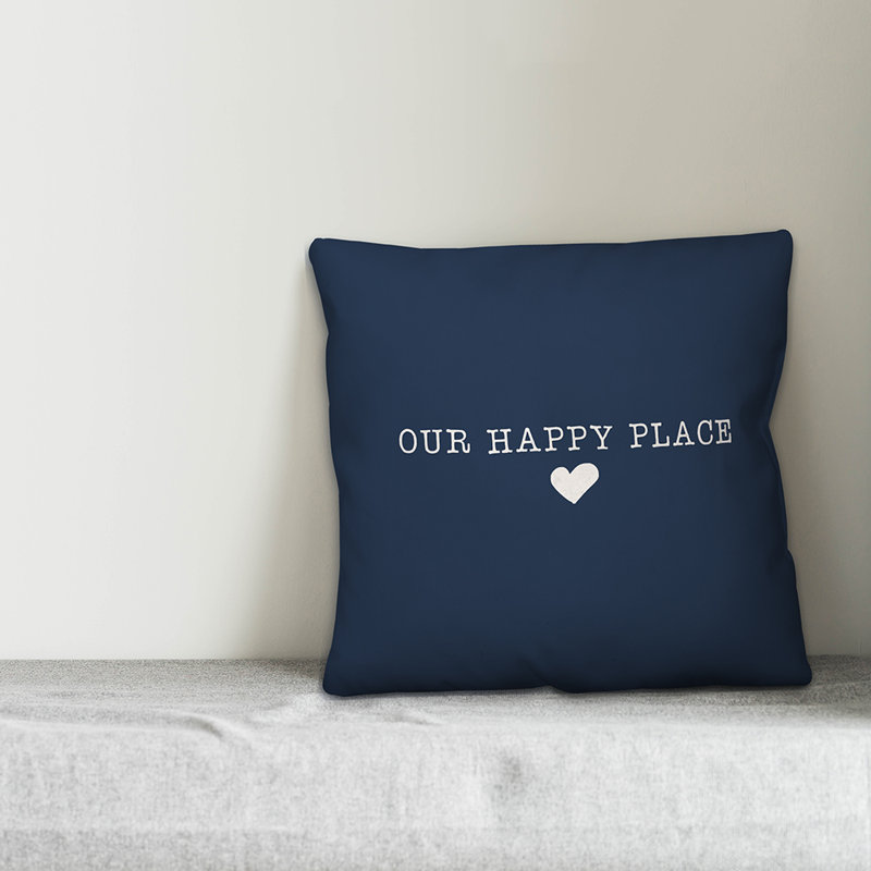 Textual Outdoor Throw Pillow, 20" H x 20" W, Navy