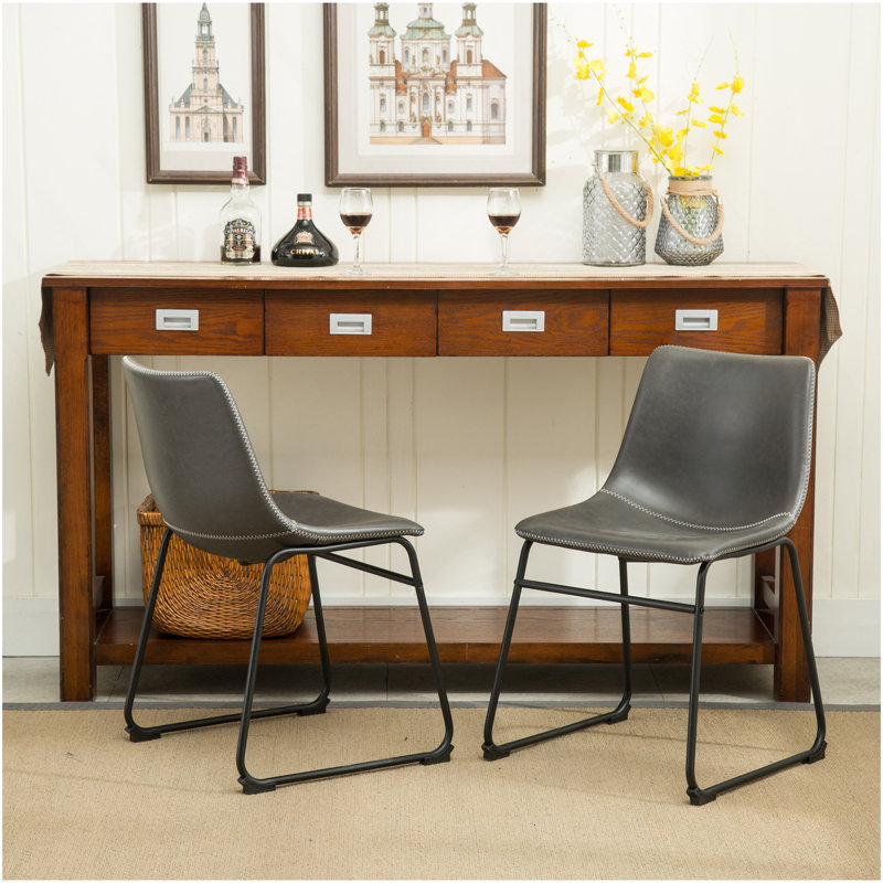 Ensemble de 2 chaises de salle à manger en similicuir Lotusville, gris antique, Gris