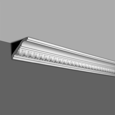 Face de 4 1/8 po x Projection de 2 3/4 po de haut x 3 1/8 po | Polyuréthane apprêté blanc | Moulure couronnée | 94-1 / 2 pouce de long
