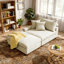 Chaise longue rembourrée en velours côtelé avec accoudoirs et coussins décoratifs-212234361-212234364