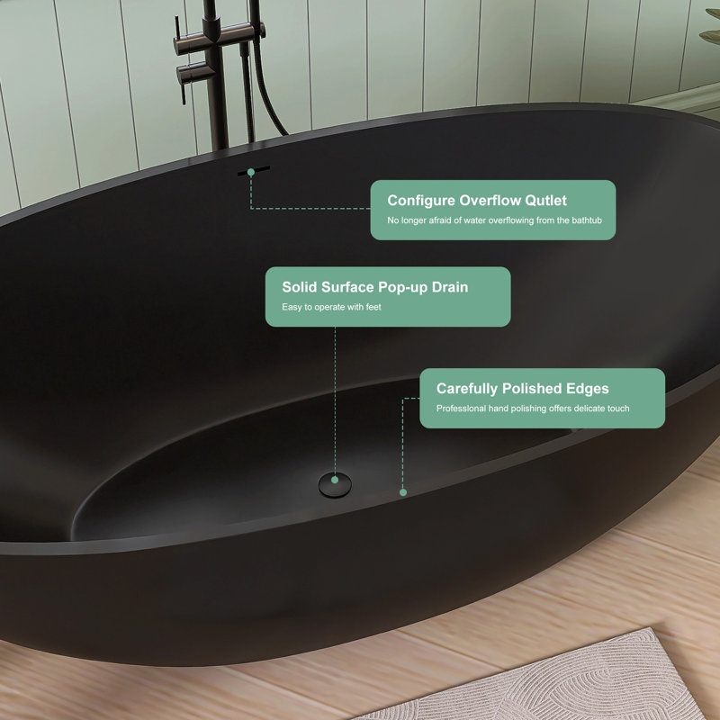 71'' X 35'' Freestanding Soaking Solid Surface Bathtub