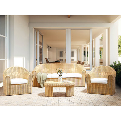 5 Seater Rattan Garden Sofa Set Natural LIVADEIA