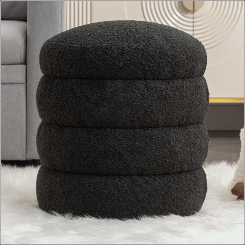 Soft Boucle  Round Ottoman Footrest Stool