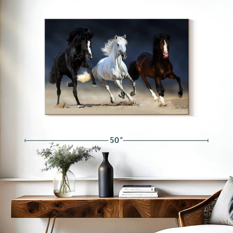 Trois chevaux ludiques Brampt, H 26 po x l 39 po