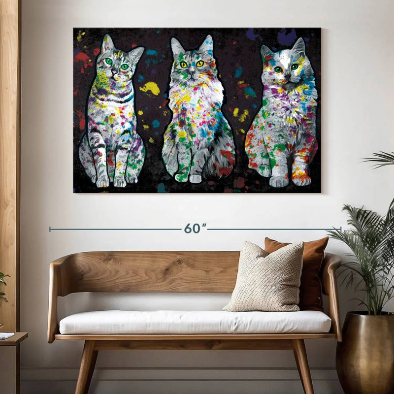 Peinture pour chat Brampt Curious Cats, H 34 po x l 51 po