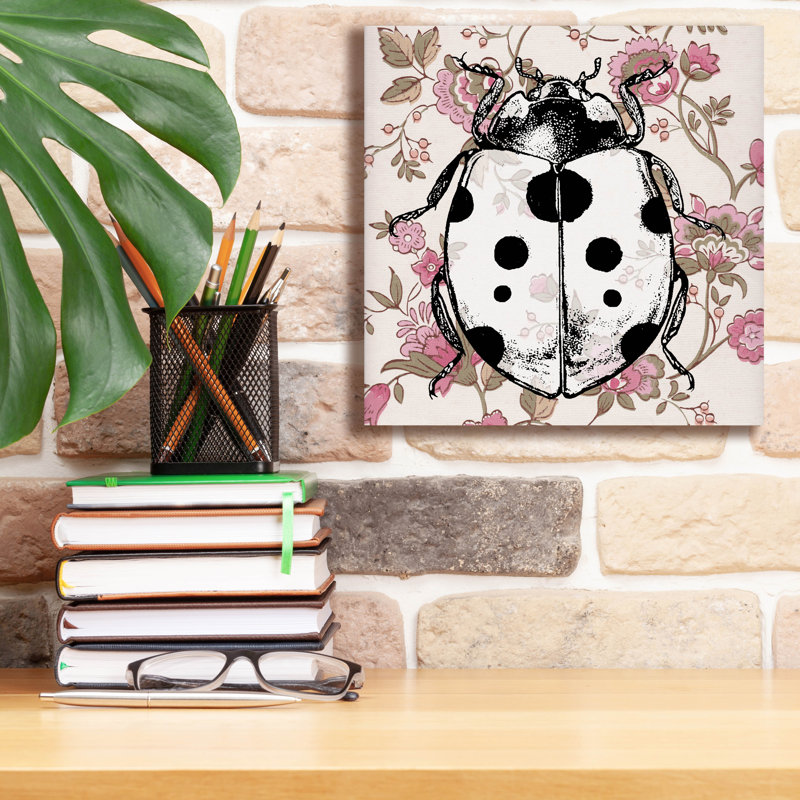 Coccinelle, papier peint carré par Dean Russo, H 12 po x l 12 po x P 0,75 po