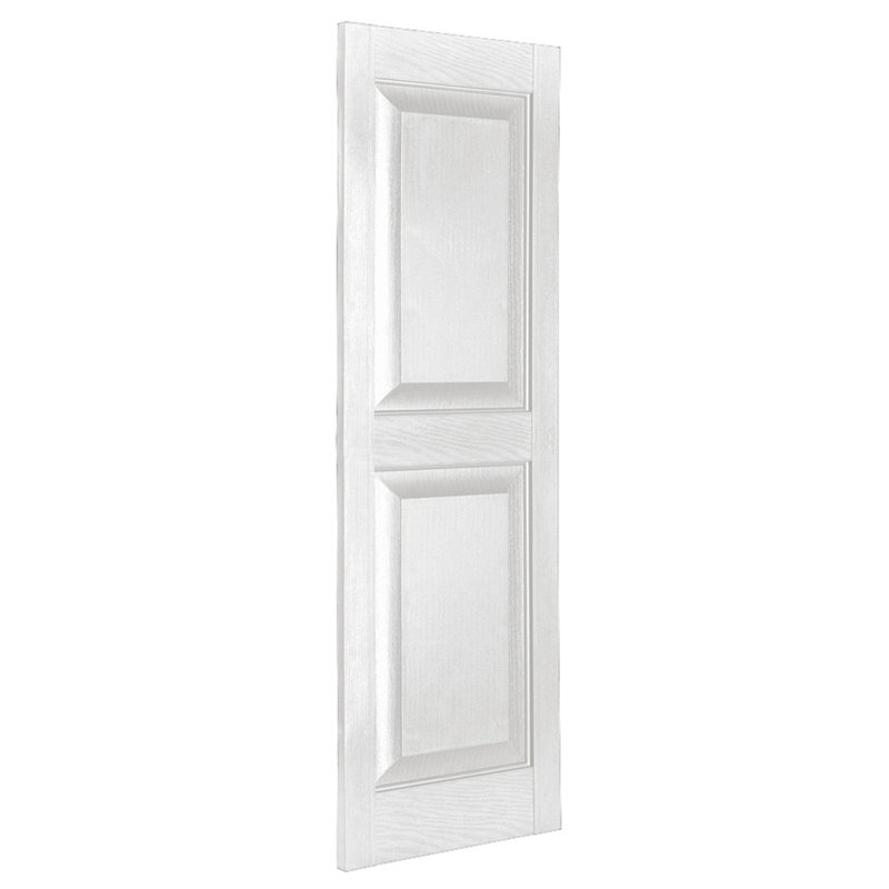 White Polypropylene Raised Panel Exterior Shutters, 15'' x 47''