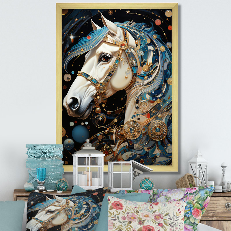 «Yohanna Carousel Whirling Wonder Pointillism II», reproduction sur toile, H 40 po x l 30 po x P 1,5 po, Encadrement doré