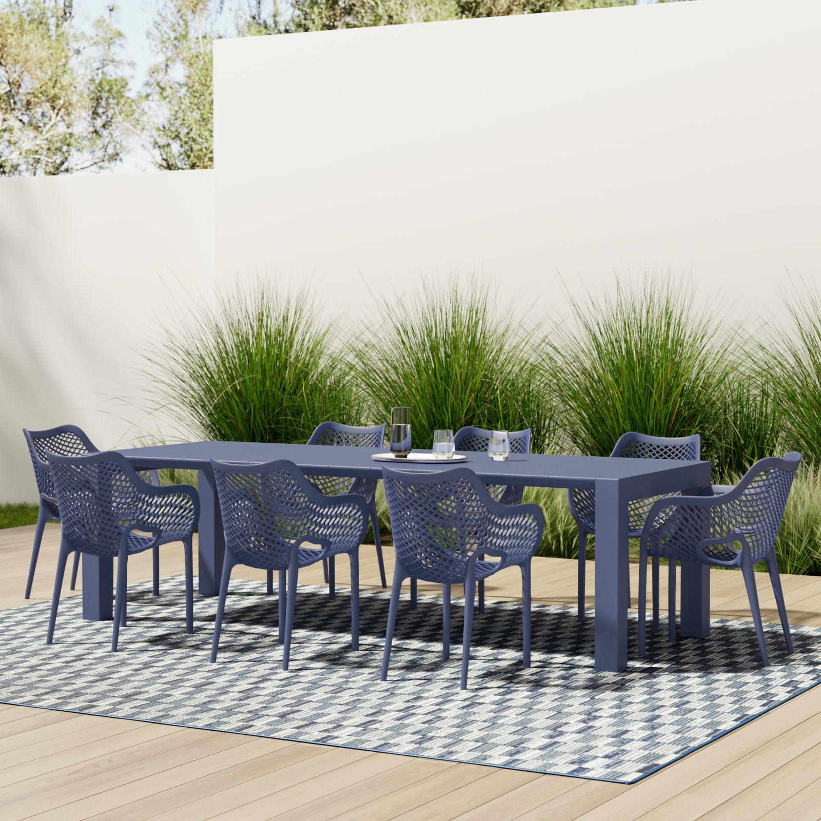 Farrah 102" Rectangular 8 - Person Dining Set, Dark Gray