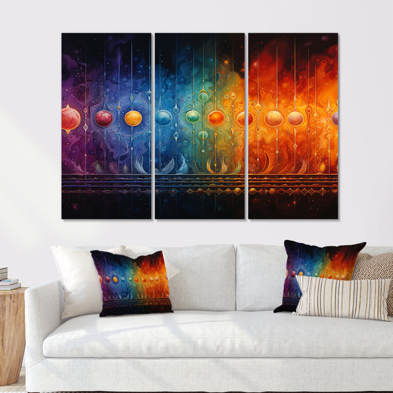 Ensemble d'arts muraux indiens Chakras Radiant Rainbow I - Hindouisme, H 40 po x l 60 po x P 1 po