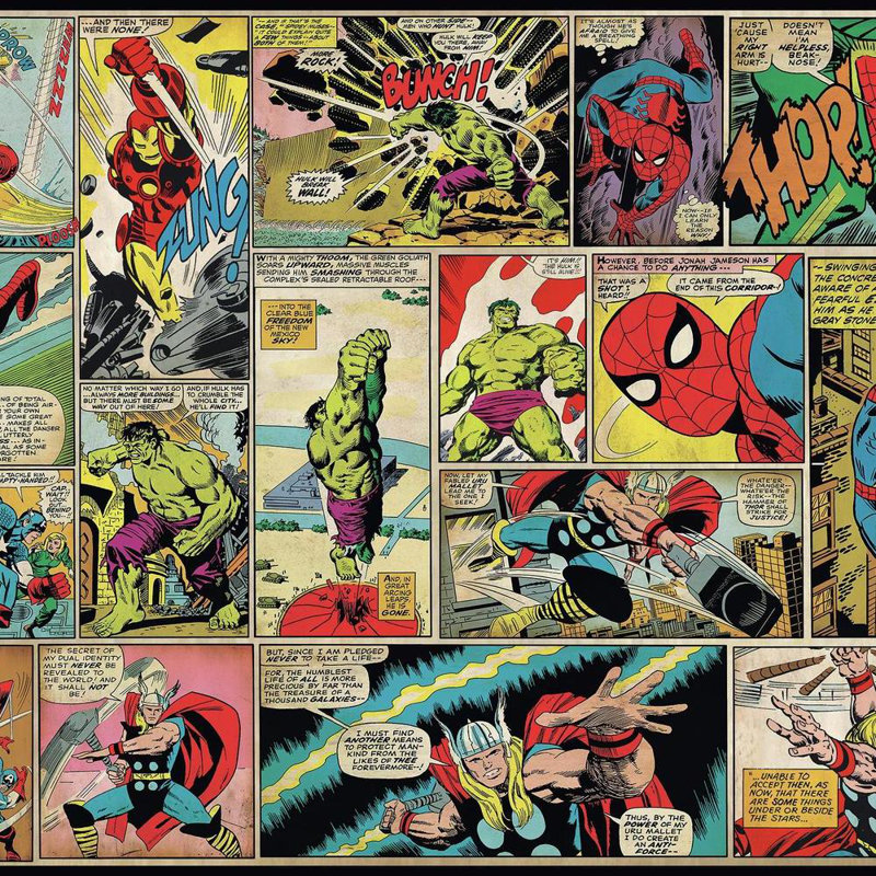 Room Mates Marvel Comic Panel Chair Rail Prepasted 10.5' x 72