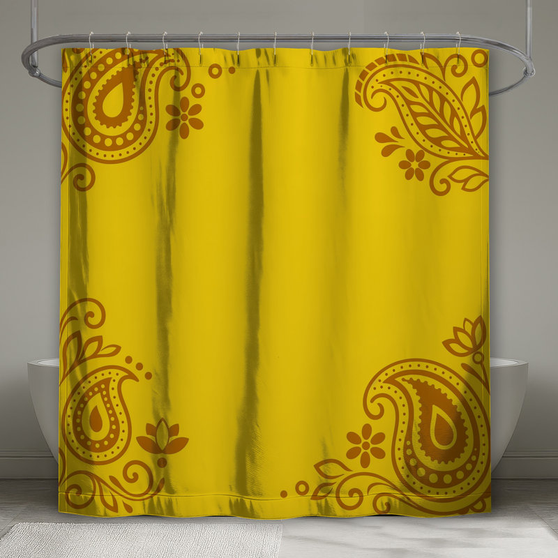 Rideaux de douche à motif floral jaune, 70in W x 93in H