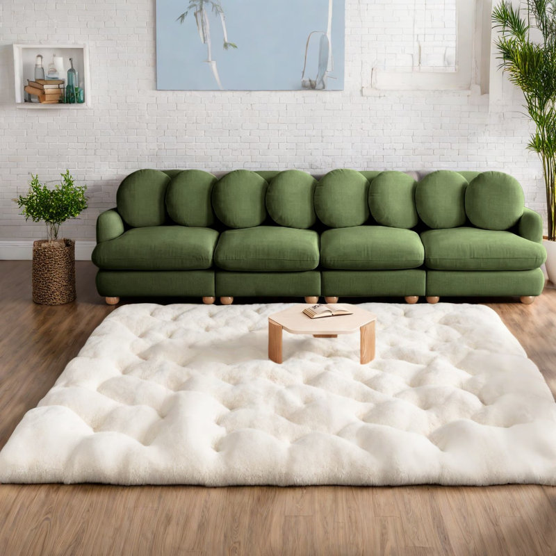 Canapé d'angle compressif en chenille, grand format, canapé moderne 4 places en bois massif pour la maison, Vert
