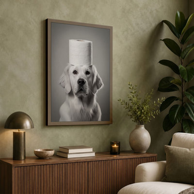 Toilet Paper Dog Modern - Wrapped Canvas