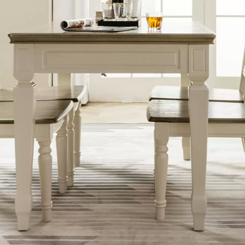 Table de salle à manger simple en bois massif de style américain, 29.92”H x 55.11”L x 31.49”W