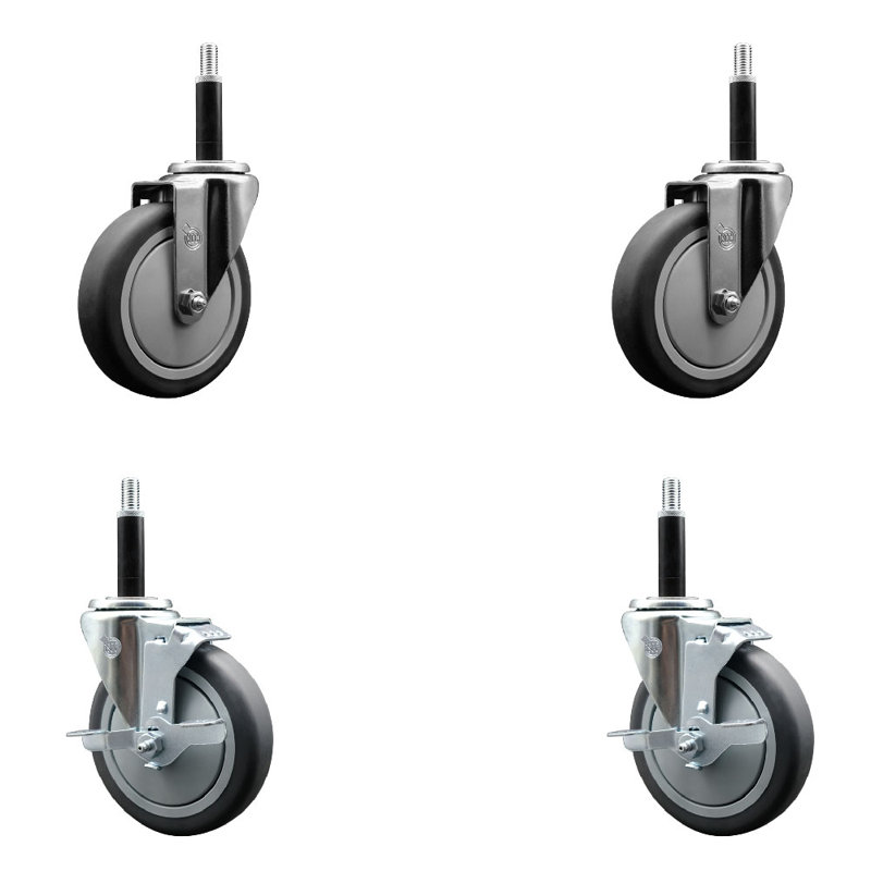 Ensemble de roulettes extensibles en caoutchouc thermoplastique pivotant sur roues 3/4 po 2 freins SCC