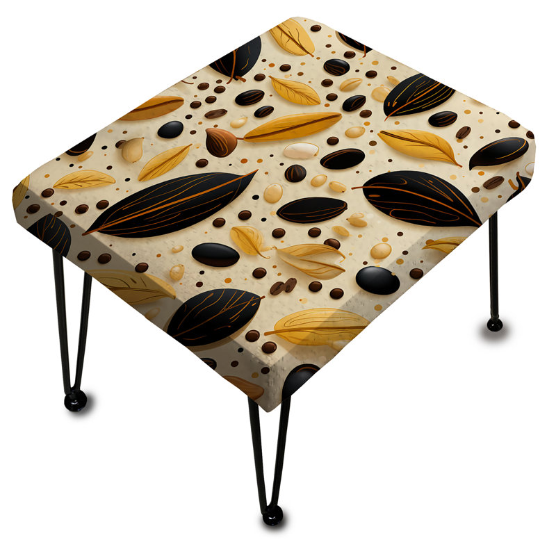 Motif botanique crème et café II - Repose-pieds rectangulaire botanique