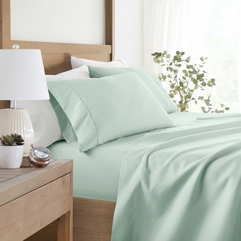 Sheet Set Solid Microfiber Ultra Soft Bedding, Mint, Twin Sheet Set with 1 Pillowcase