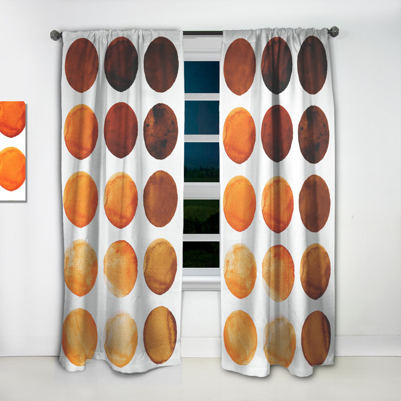 Panneau de rideau simple semi-diaphane avec passe-tringle, L 52 po x L 90 po, Orange/Blanc