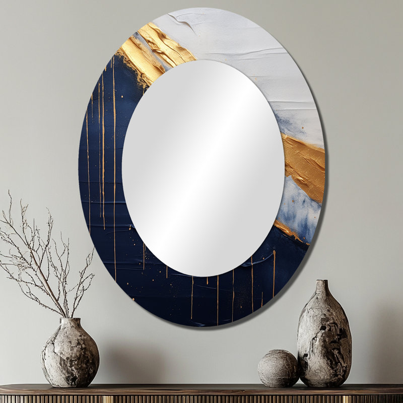 Miroir mural ovale moderne A Touch Of Gold And Kings Blue IV, 40" x 30"