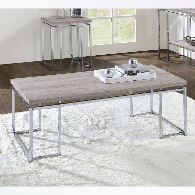 Table basse rectangulaire avec base en métal