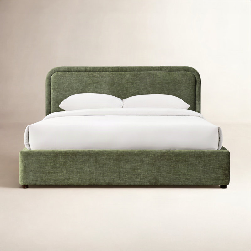 Condie Upholstered Platform Bed, King, Moss Green