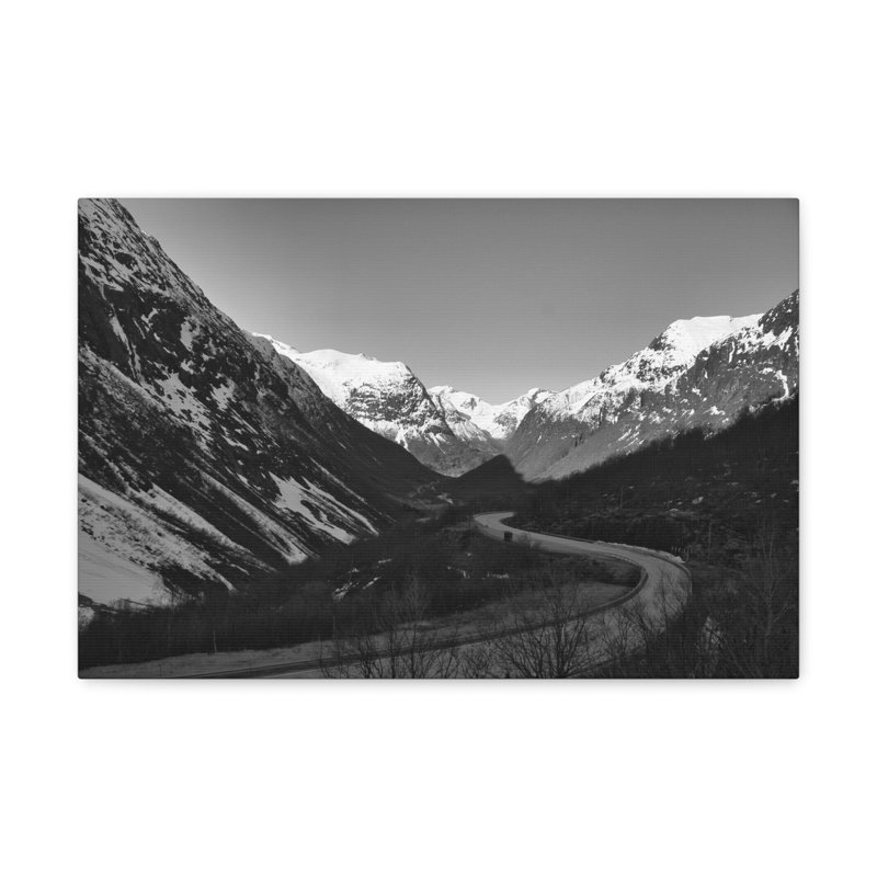 Forêt, montagne, noir et blanc, nature, photographie sur toile, art mural, H 12 po x l 18 po