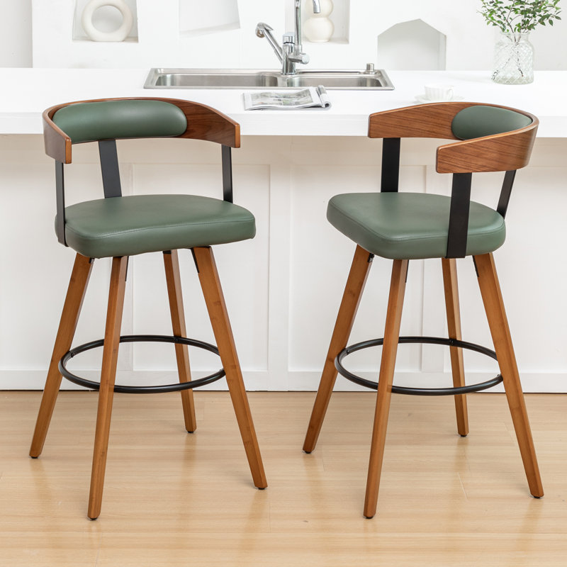 Tabourets de comptoir pivotants en cuir Modern, Tabouret de comptoir (siège d'une hauteur de 26,3, Vert