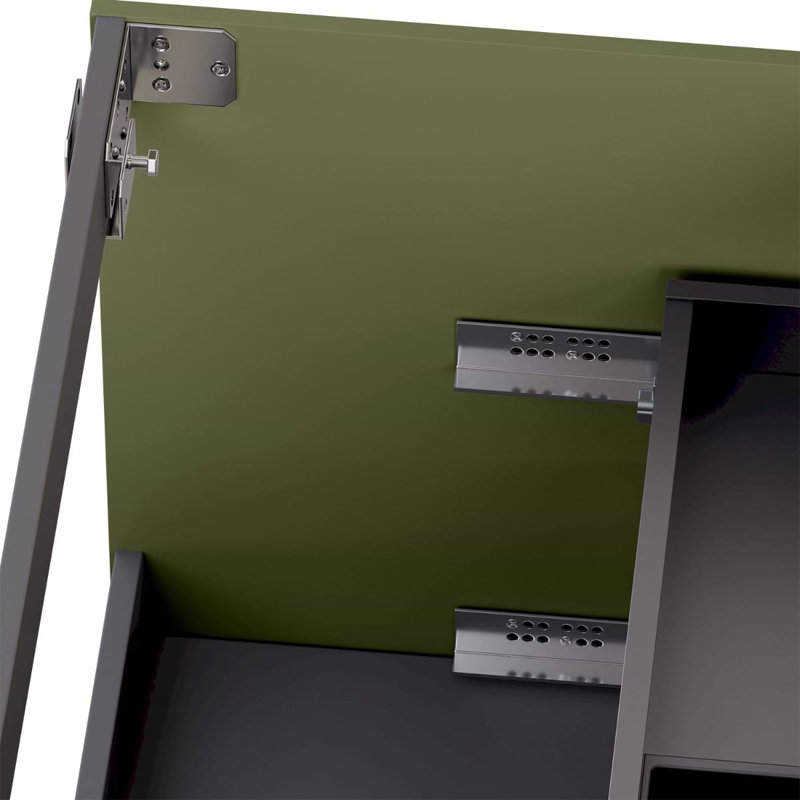 Astor 42" Single Vanity With Integrated White Solid Surfacetop, Olive Green, 30"